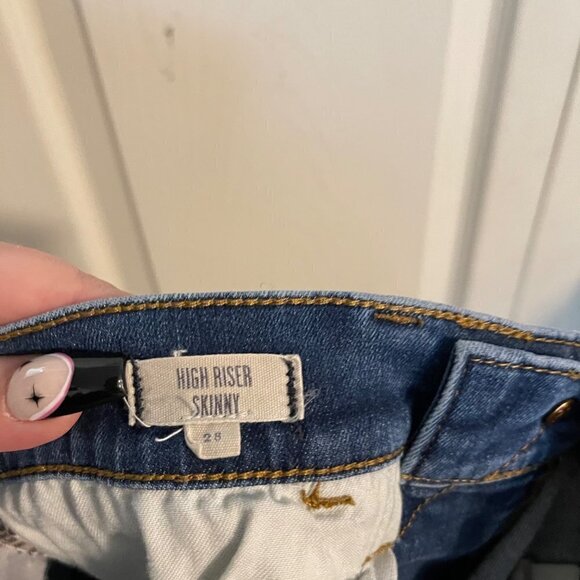 Madewell Womens Dark Wash Lightly Distressed High Riser Skinny Jeans Size 28 - Picture 3 of 10